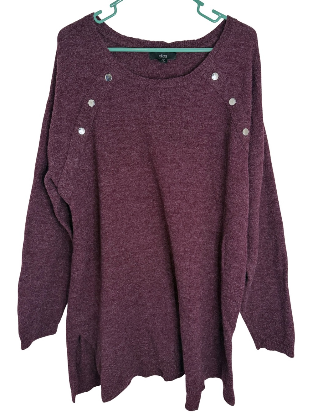 Ellos Purple Long Sleeve Crewneck Tunic Sweater Size Large (18/20)
